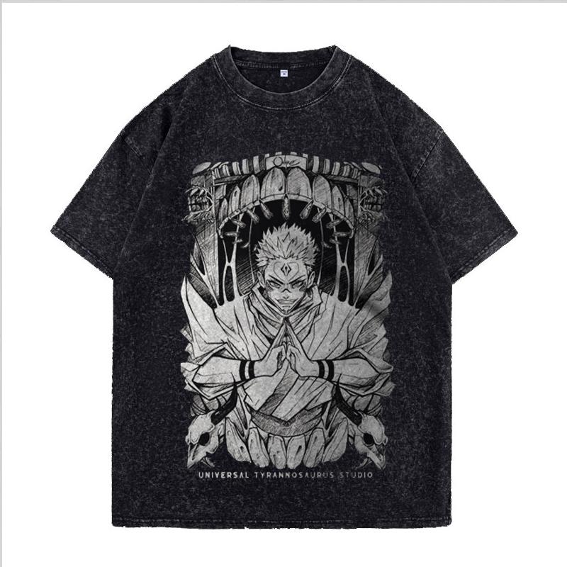 

Аниме Магическая битва Рёмэн Сукуна Крутая футболка с принтом Мужские Манга Хлопковые футболки Винтажная стирка Футболка Харадзюку Мужские топы XXL чёрный/белый