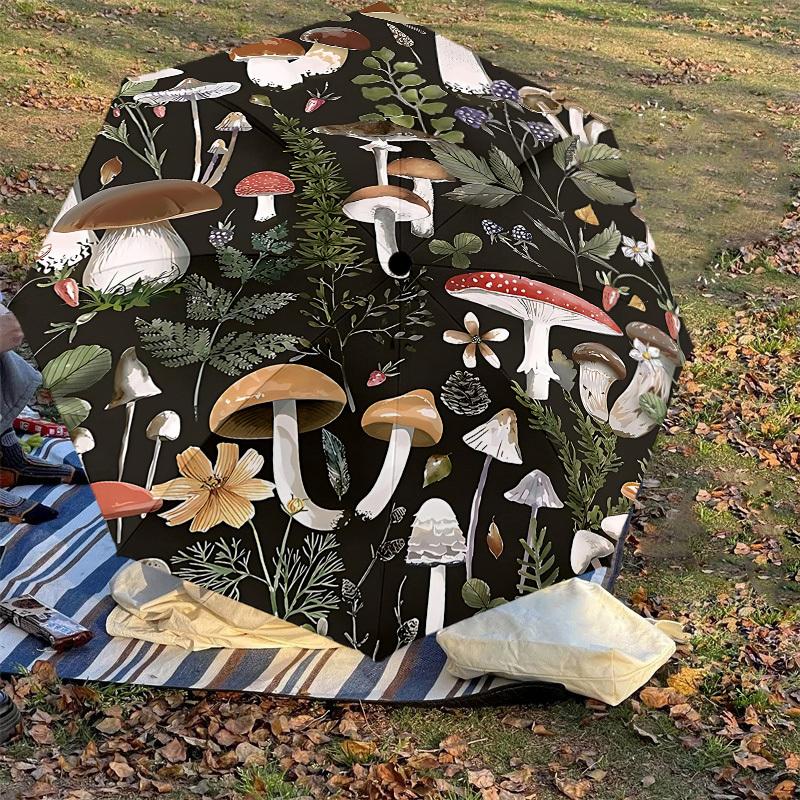 1PC Mushroom Flowers Umbrella-8-Rib Reinforced, Automatic Open, Lightweight & Durable, Cute Fashion Accessory for Outdoor-P63