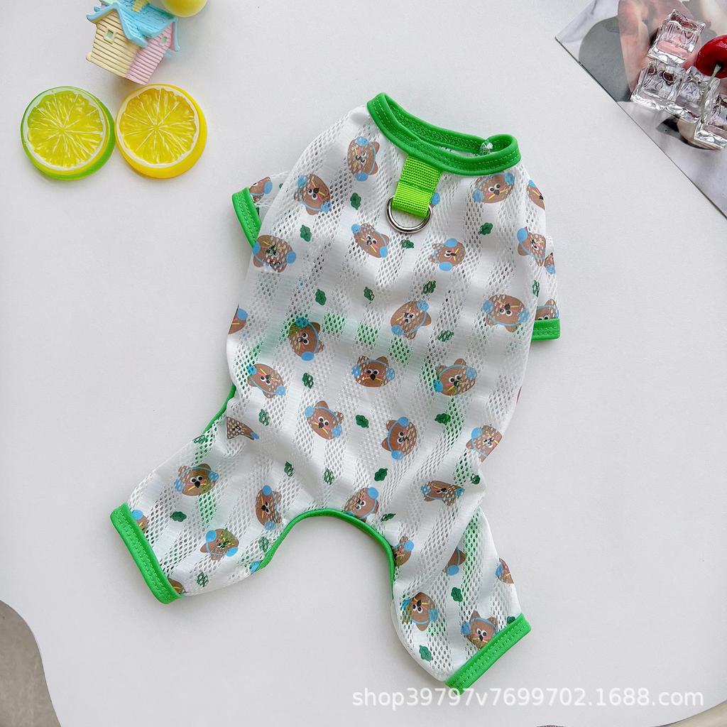 Pet dog clothes spring and summer thin mesh four-legged cat clothes breathable anti-hair loss go out medium and large