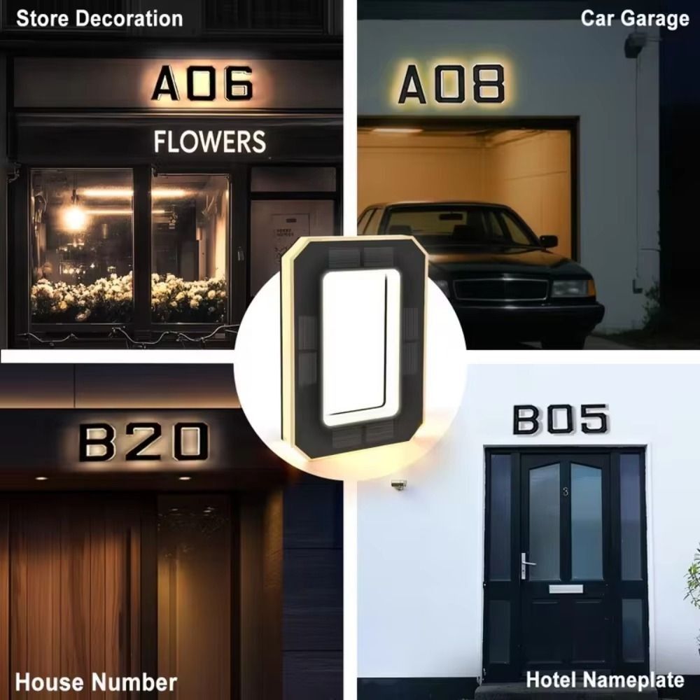 6.7IN Solar Lighted House Numbers Light No Wiring Solar Digital Doorplate  Party Centerpiece