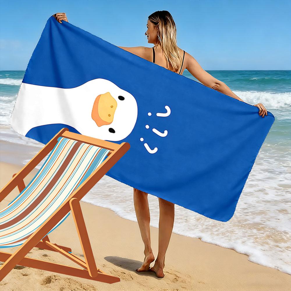 Curious Goose with Blue Background Beach Towel Quick-drying for Travel Outdoor Sports Jogging Beach and Swimming