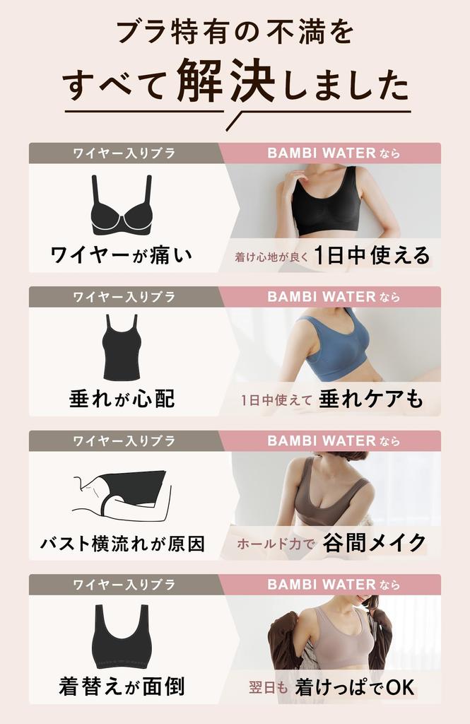 Bambi Water Night Bra, 24-Hour Wireless Bra with Adjustable Bra, Daytime/Night Wear (M, Black)