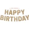 Pre-strung Happy Birthday Banner - No DIY - Gold Glitter Birthday Party Banner for Men & Women - Pre-strung Garland On 8 Ft Strands - Gold Bday Party