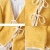 Autumn and Winter New Bow Tie Knitted Cardigan Women's Loose Wild Contrast Sweater Jacket