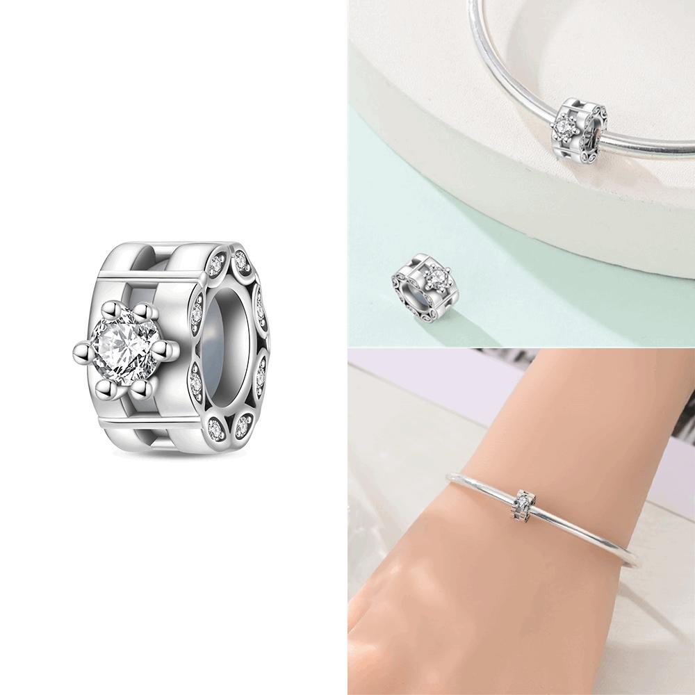 Beautiful Simple Blue Zircon Charms Beads Original Copper Certified Fit Bracelet Women Jewelry Diy Accessory Gifts