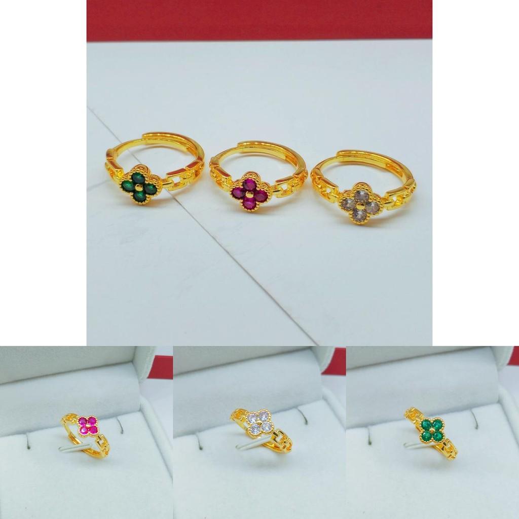 Minimalist Modern Clover Open Ring In Brass Gold Finish Perfect Accessory For Women