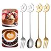 Stainless Steel  Spoon Fork Star Moon Tableware Set Gold Coffee Spoon Teaspoon Fruit Dessert Accessorios Cake Home Restaurant