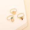 ins cold wind pineapple coconut tree ring combination set, niche retro rhinestone index finger joint ring
