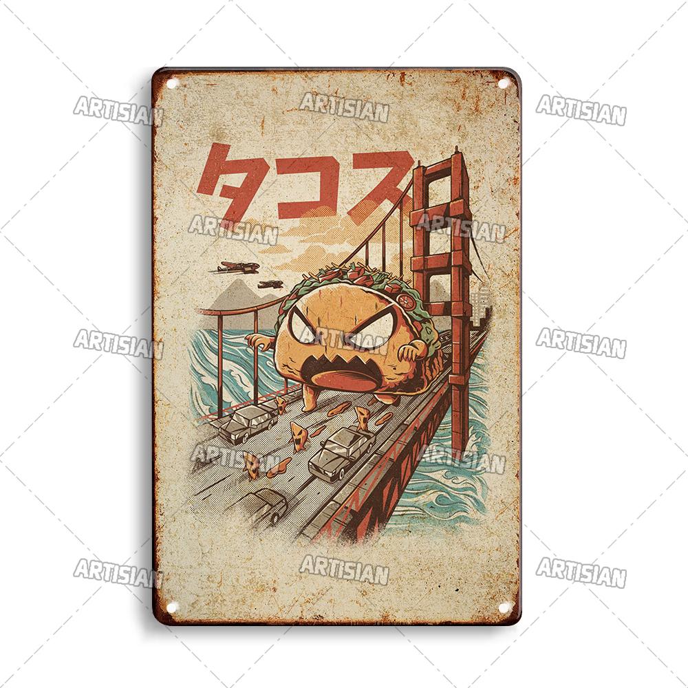 Japanese Comics Metal Poster Food Metal Tin Sign Wall Plate Kitchen Man Cave Cafe Metal Plaque Rusty Industrial Decor