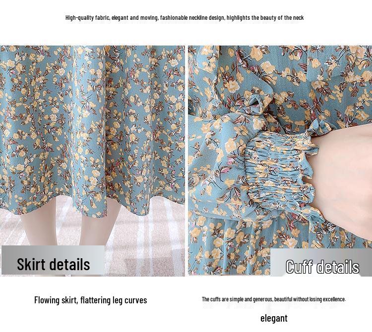 Goddess Style Slimming Ruffled Floral Tea-length Dress