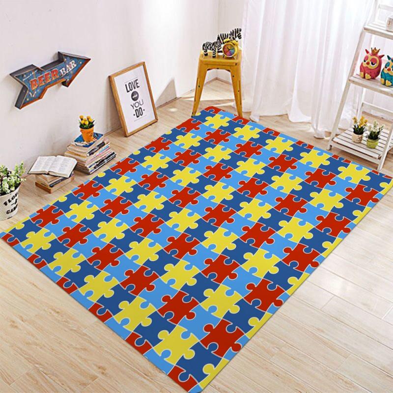 Puzzles Jigsaw Childrens Area Rugs Washable Carpets for Home Bedroom Living Room Mat Kitchen Entrance Doormat Non Slip Carpets