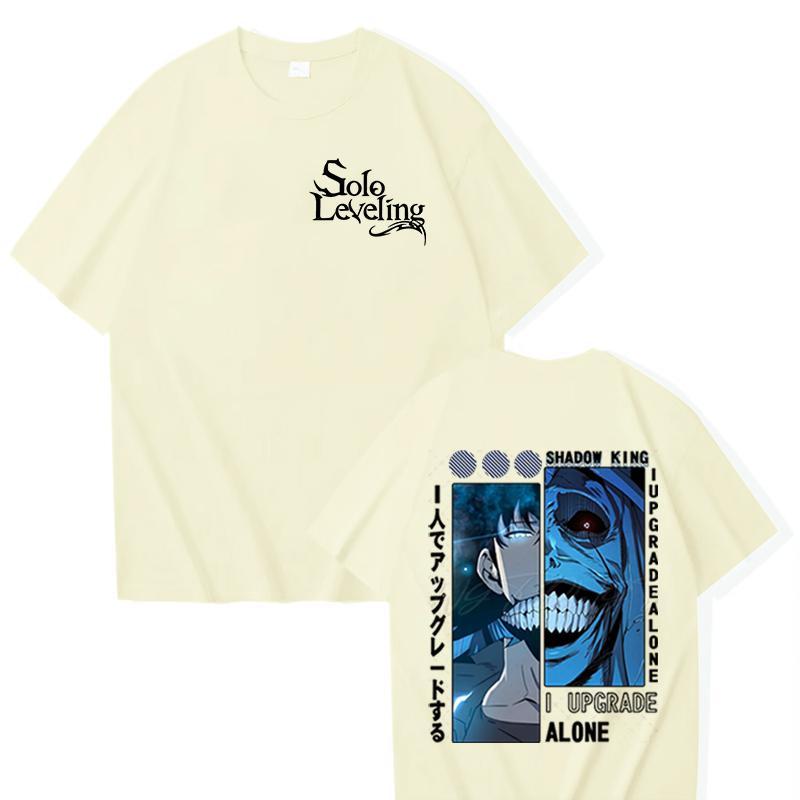 Anime Solo Leveling Cotton T-shirt Sung Jin-woo Print Men Women Clothes Solo Leveling Anime Manga Street Style Harajuku Male Top