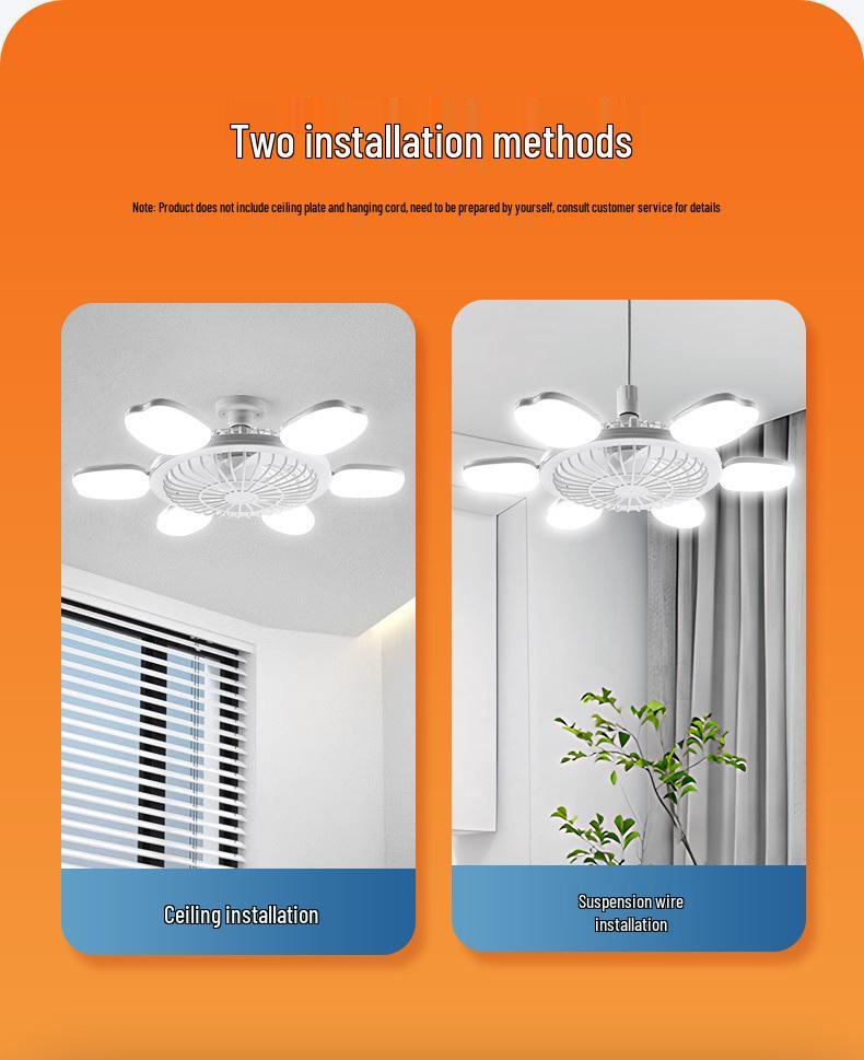 Ferngesteuertes LED-Ventilatorlicht mit verstellbarem 6-Blatt-Design für Schlafzimmer & Studentenwohnheime, E27 Schraubsockel, Dimmbar