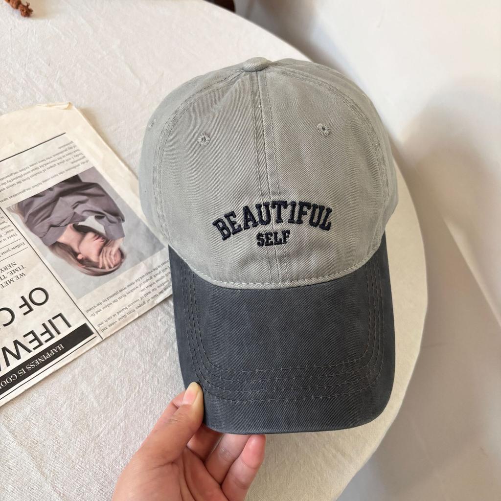 New Japanese Retro Splicing Baseball Hat for Women Outdoor Casual Versatile Student Letter Embroidered Sun Protection Baseball Cap