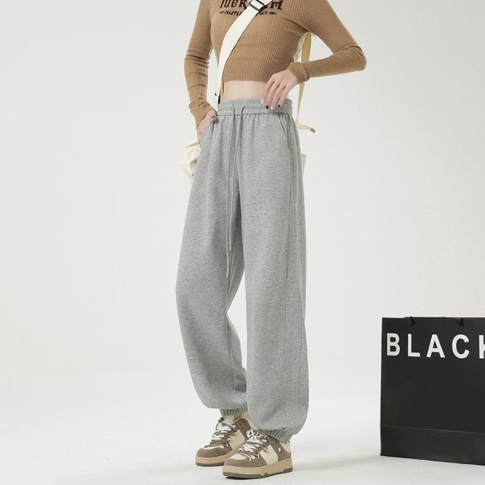 Gray sweatpants women s small spring and autumn 2026 thin and thin loose American straight casual leggings sweatpants summer M светло-серый