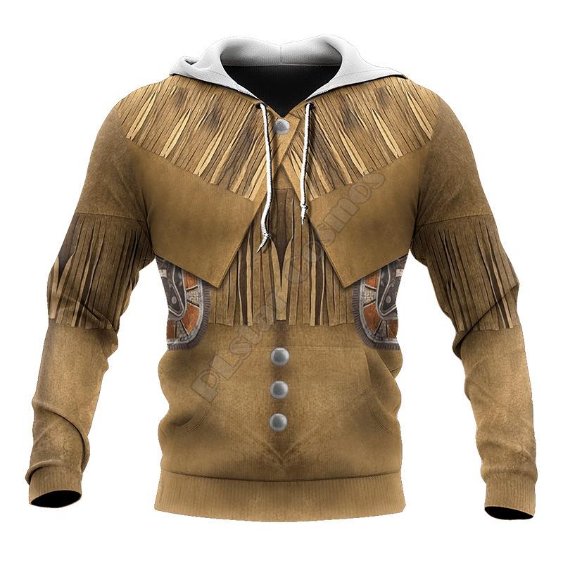 Spring Men's Hooded Sweatshirt Personality 3D Digital Indian Printed Long-sleeved Top