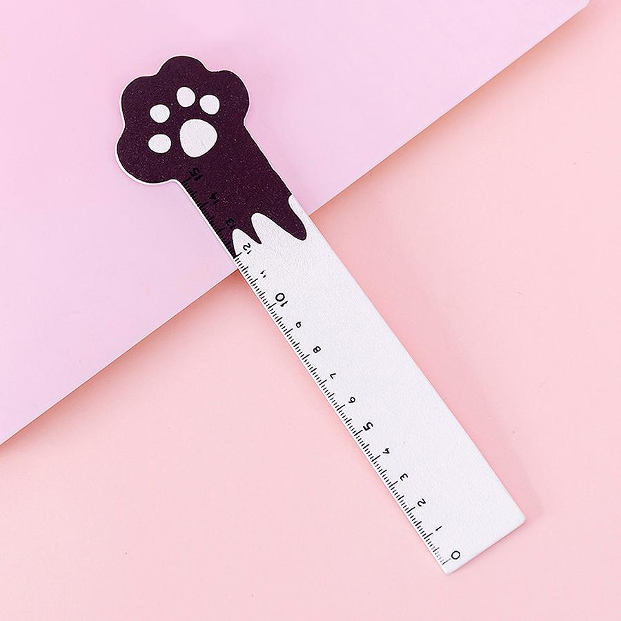 19cm Cute Cat Paw Wooden Straight Rulers, Kawaii School Office Supplies Planner Accessories Student Prize