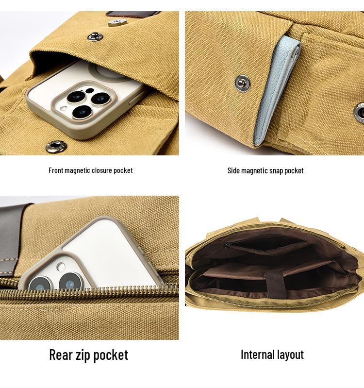 Pánská retro plátěná taška přes rameno v korejském stylu - Ležérní a praktická crossbody pro studenty