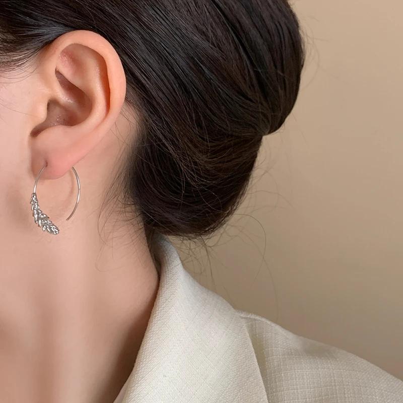 PONYKISS  Sterling Silver Trendy Wheat Ear Stud Earrings for Women Minimalist Plant Fine  Light Luxury Accessories