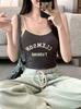 #Summer Letter Print Spice Girl Style Beautiful Back Underwear Women's Suspender Small Vest with Chest Pad Inner Primer