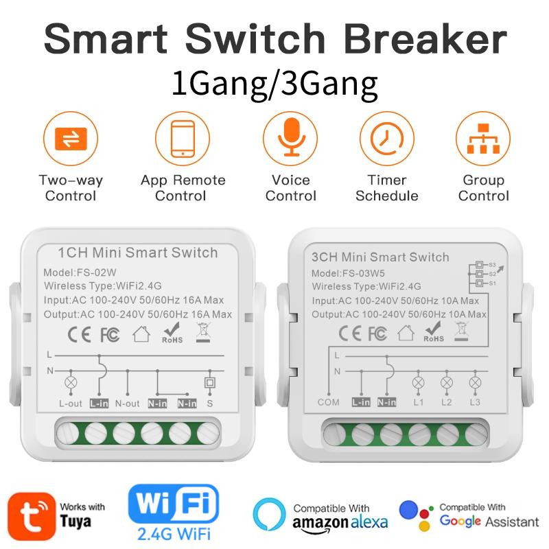 Cheap 1/3/Gang Tuya Smart WiFi Switch Module Smart Home DIY Breaker