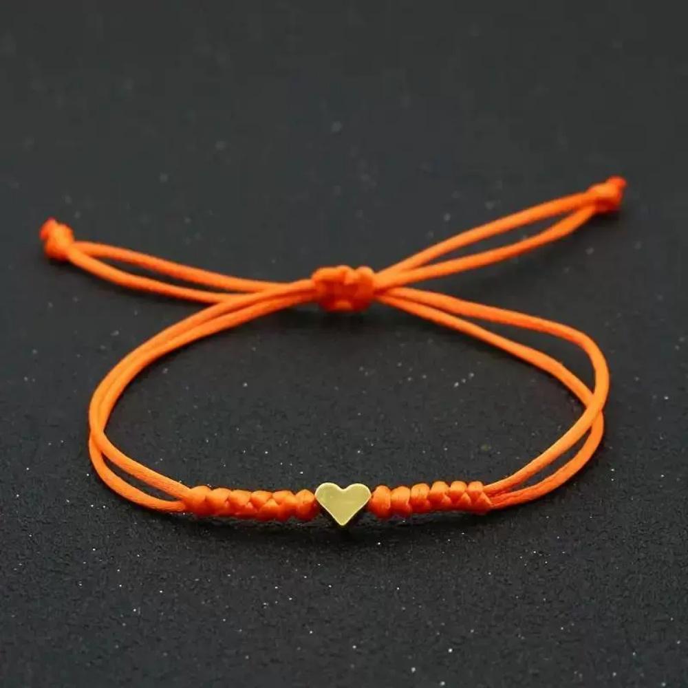 Hot Golden Silvery Heart Braided Rope Adjustable Bracelet Unisex Trendy Fashion Simple Versatile Couple Jewelry Gift Wholesale