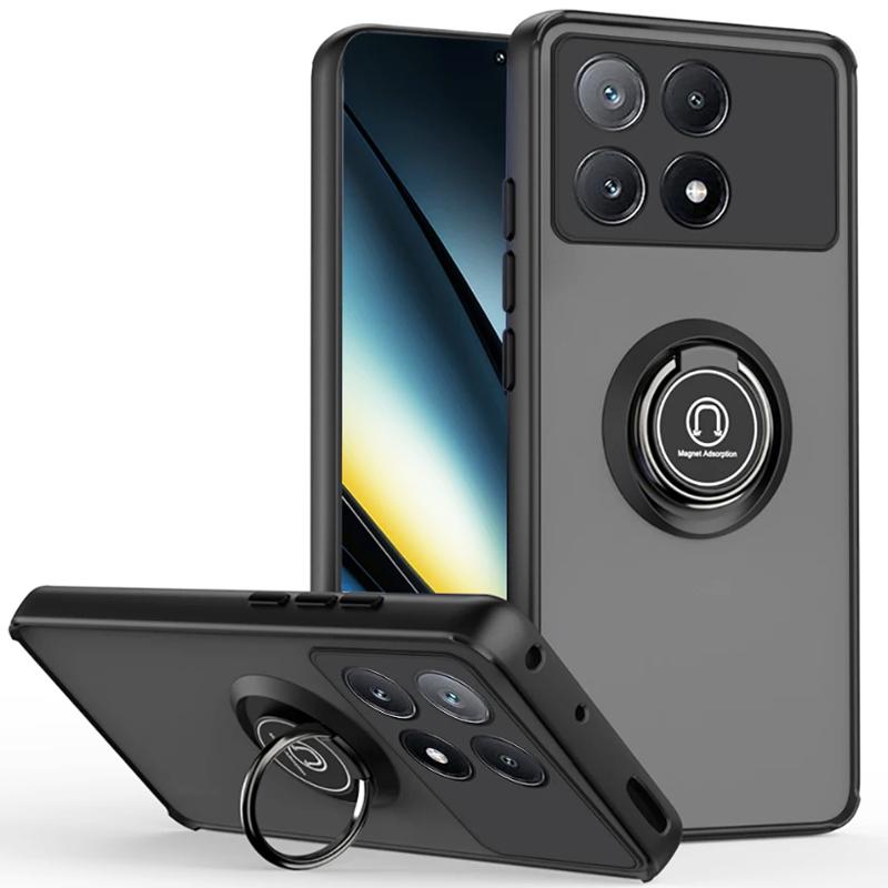Translucent Shockproof Hard Case with Metal Stand for Poco X7 Pro X6 Pro C75