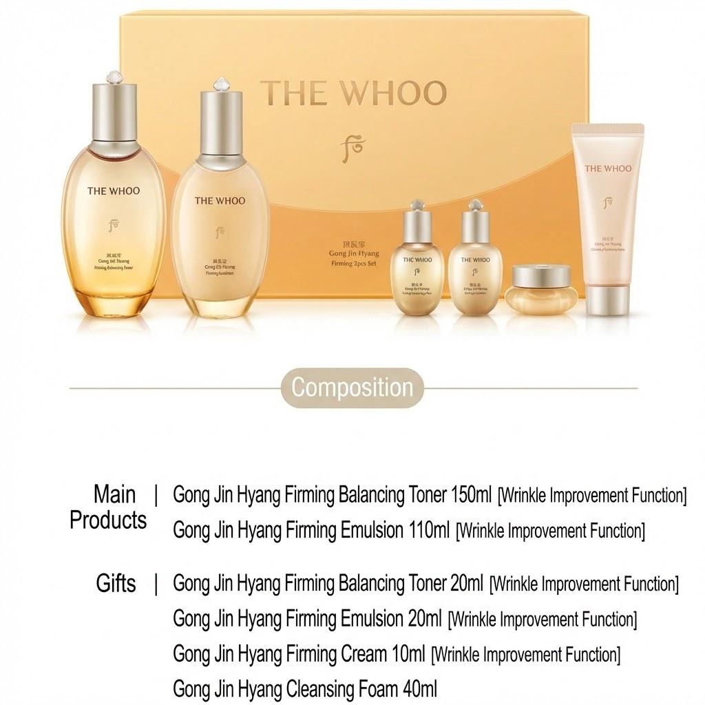 [The History of Whoo] Conjunto de Teste Firmador Gong Jin Hyang (6pcs) Pequeno / Grande