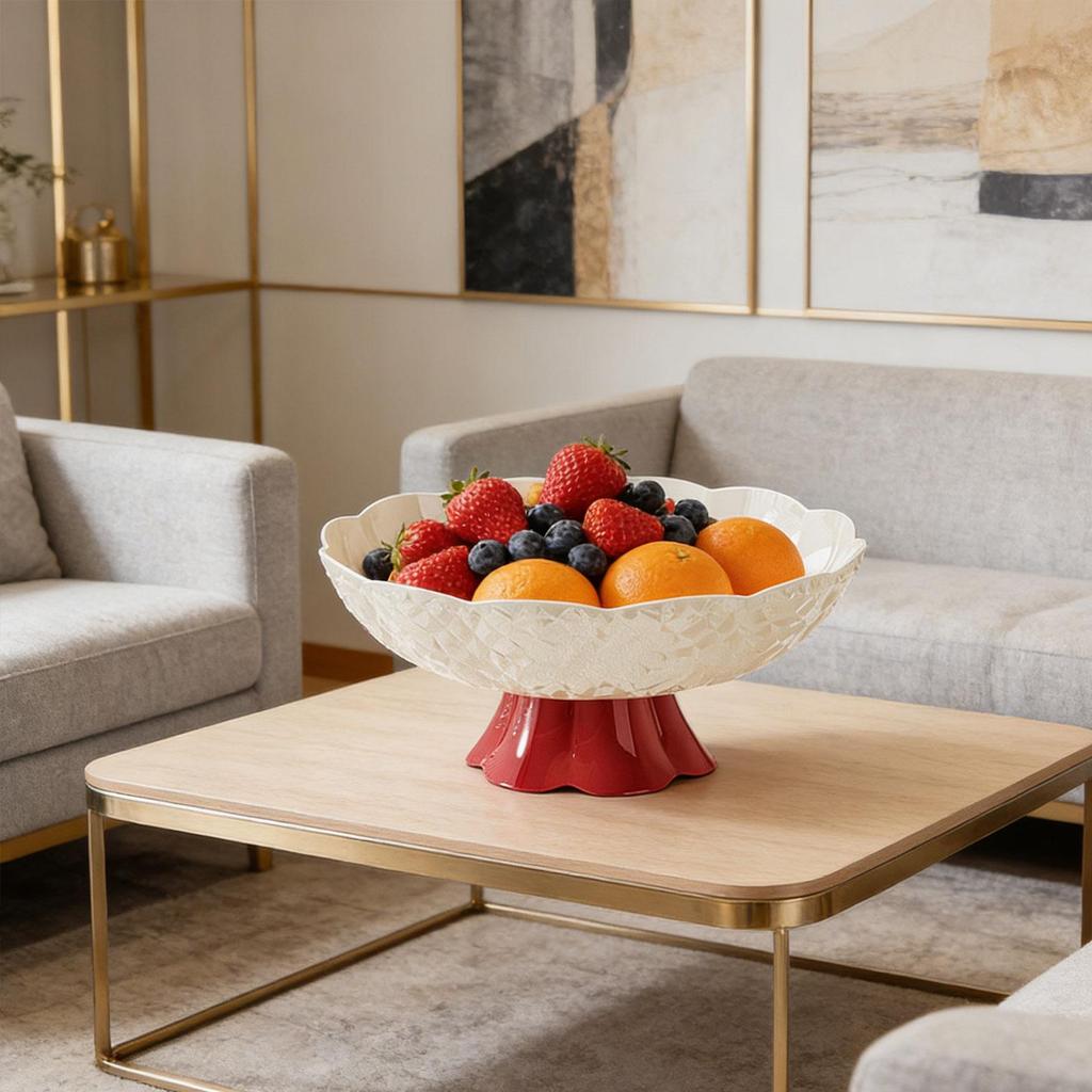 Fruit Basket with Drain Holes Elegant Snack Organizer Pedestal Bowl for Coffee Table Living Room Hospitality
