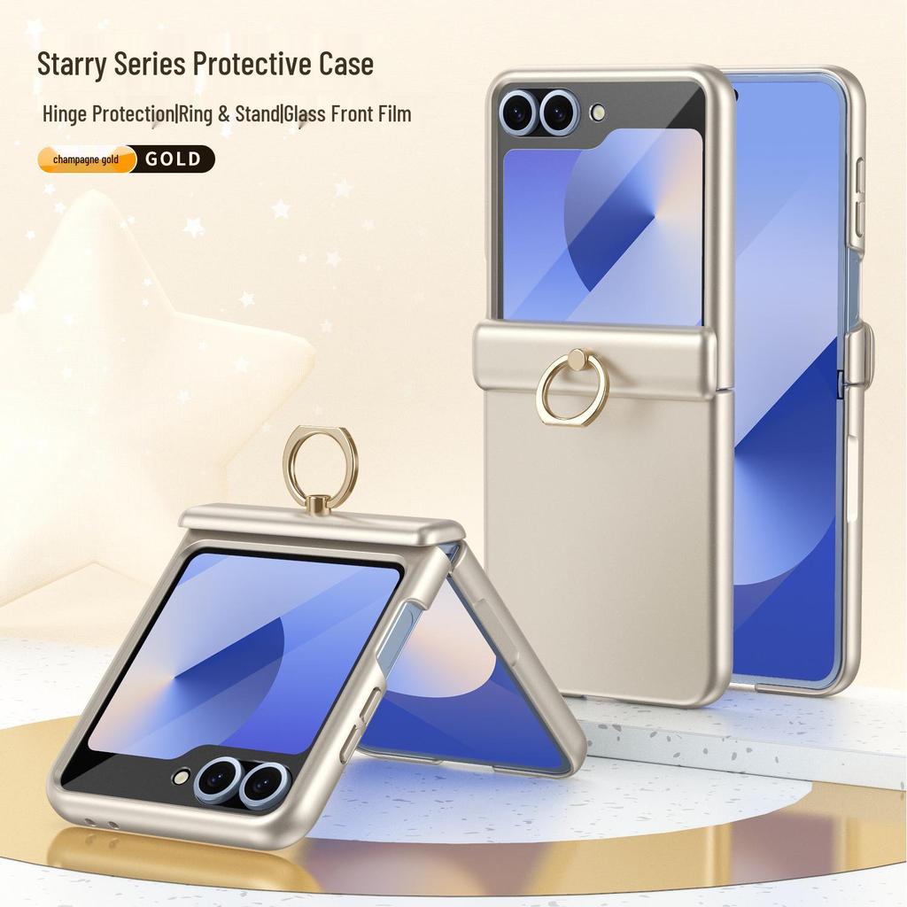 Samsung ZFlip6/5 All-Inclusive Scharnier-Schutzhülle mit Ringhalter & Folie