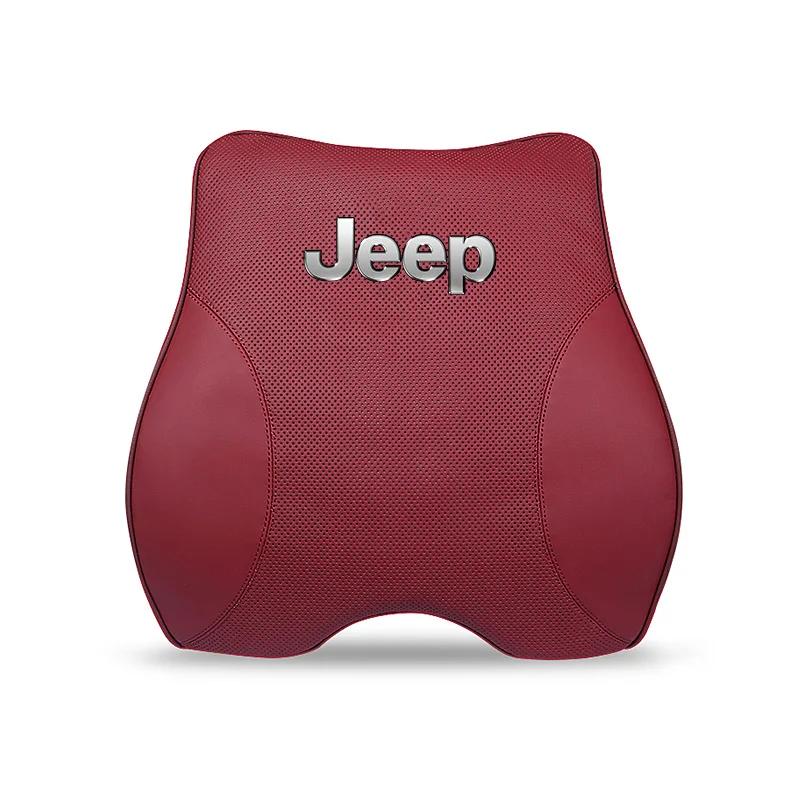 Per Auto Jeep Supporto Lombare Cuscino Vita in Pelle per Poggiatesta Sedile Per Jeep Grand Cherokee Wrangler JK Gladiator Compass Rene