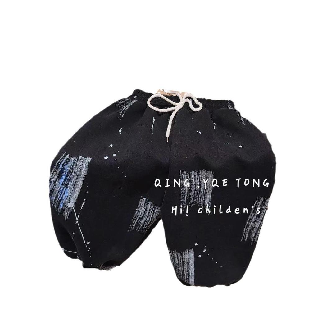2024 Autumn Graffiti Print Korean-Style Casual Pants for Boys and Girls