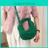 Handmade Knit Shoulder Bag With Zipper Closure And Inner Pouch For Casual Outings