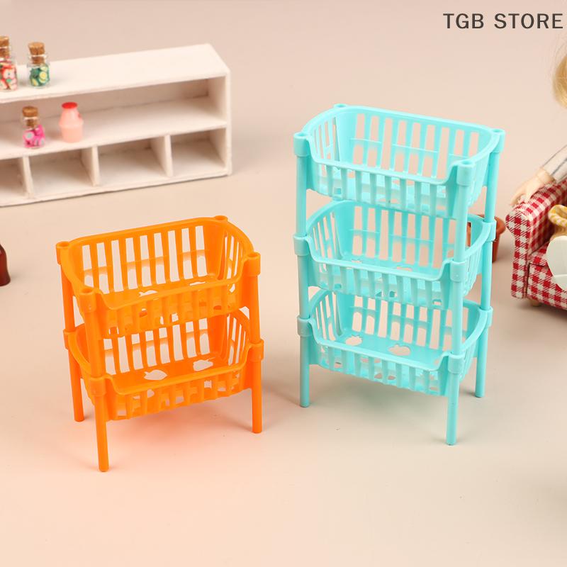 5Pcs Mini Stackable Storage Baskets Model 1/12 Dollhouse Furniture Decoration Dolls House Kitchen Decor Accessories
