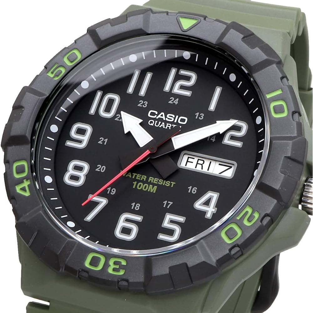 Casio Standard MRW-210H-3AV Big Face Quartz Watch Military Green Men's Overseas Model