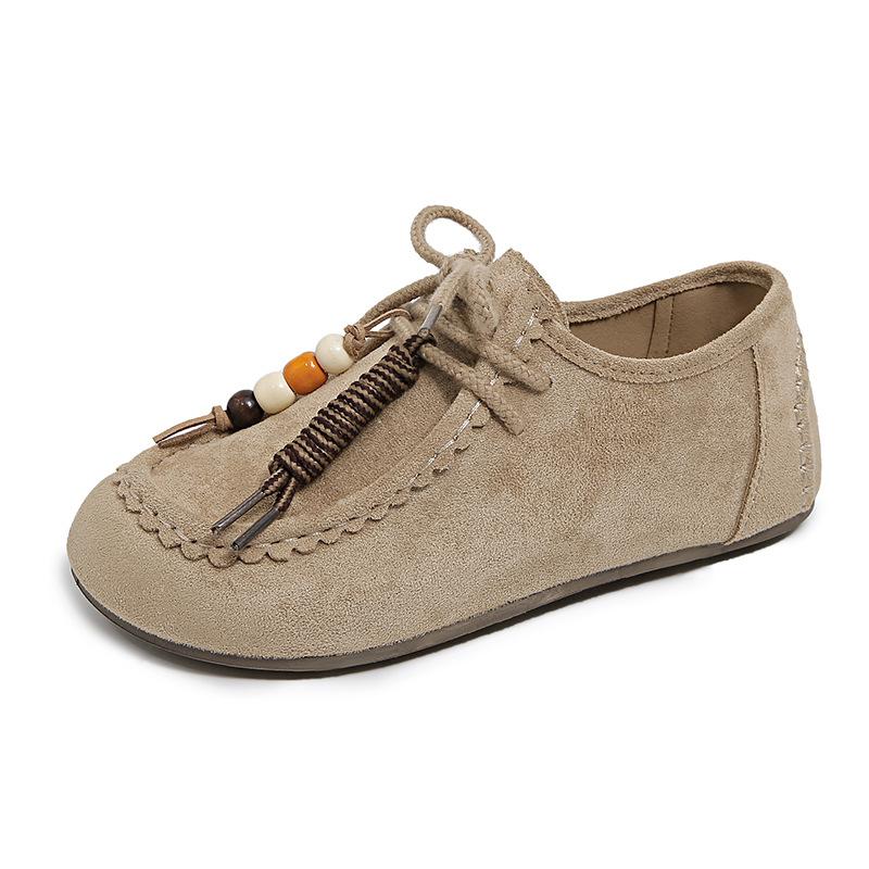 Korean Style Women Shoes Fashion Outdoor Casual Shoes Retro Suede Loafers High Quality Lace-up Sneakers for Women Zapatos Mujer