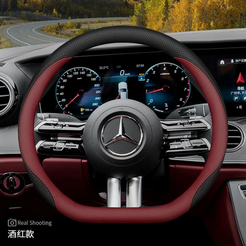 2026 For MERCEDES Luxury Steering Wheel Cover Nappa Leather Soft Touch Fit C‑Class E‑Class S‑Class GLC GLE CLA Car Accessories