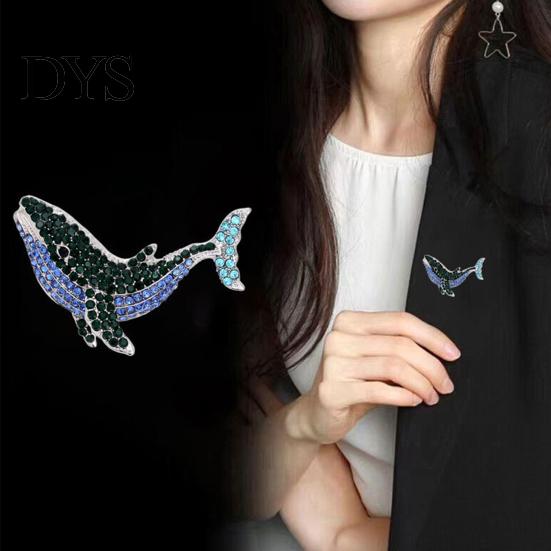 Alloy Lapel Brooch Women Rhinestone Whale Brooch, Sea Animal Decorative Badge Metal Pins Pin, Sweater Cardigan Coat Dress Jewelry Accessories