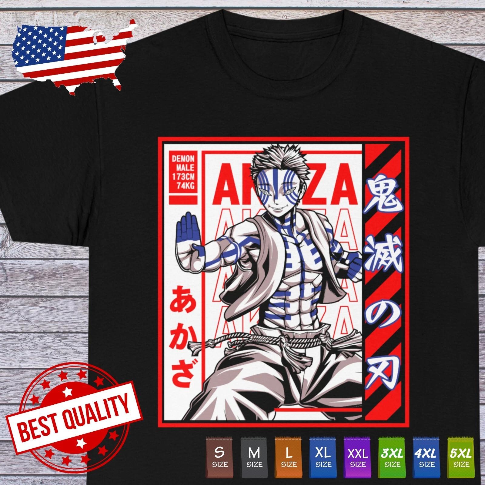 Akaza Crescent moon Demon Slayer Shirt Manga Tee Anime Clothing Japanese KNY M