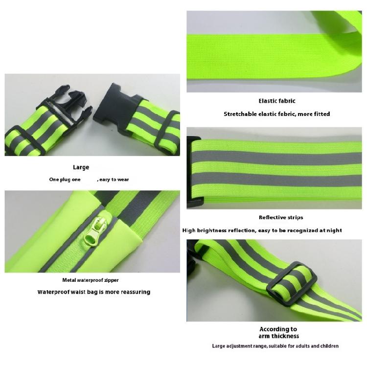 Multifunctional Reflective Sports Belt Elastic Fabric Texture Suitable for Hiking Cycling Phone Storage Solution