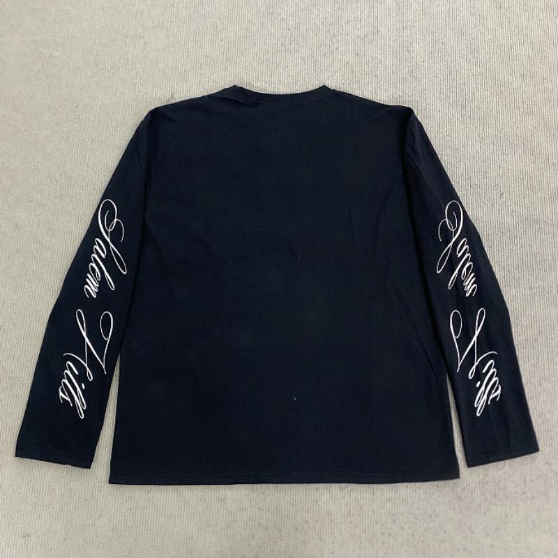 European and American Y2K Dark Style Letter Printed Long Sleeved Gothic Street Top for Men and Women