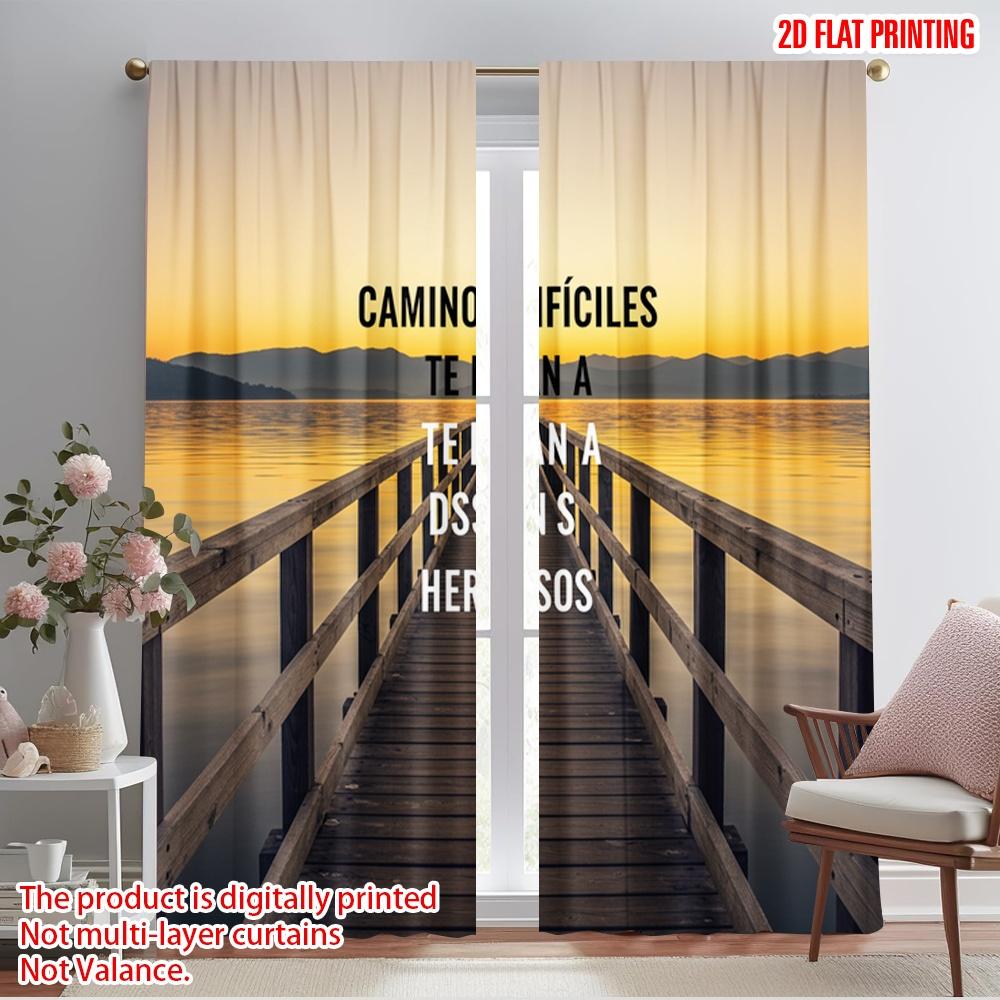 

2pcs 2D flat printing Curtains Difficult Path Beautiful Destination 100% Polyester Fabric Without Electricity 0 for Indoor 52.50×116.00 CM 2pcs