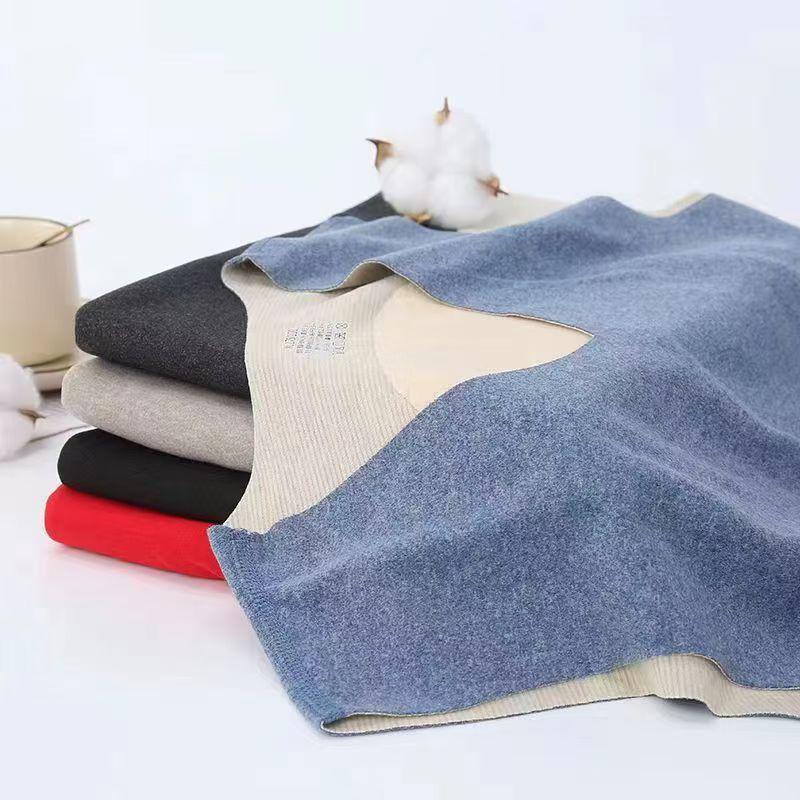 Men's Wool Silk Seamless Warm Vest - Double-Sided Fleece Lined, Thickened, Solid Color Base Layer for Autumn and Winter