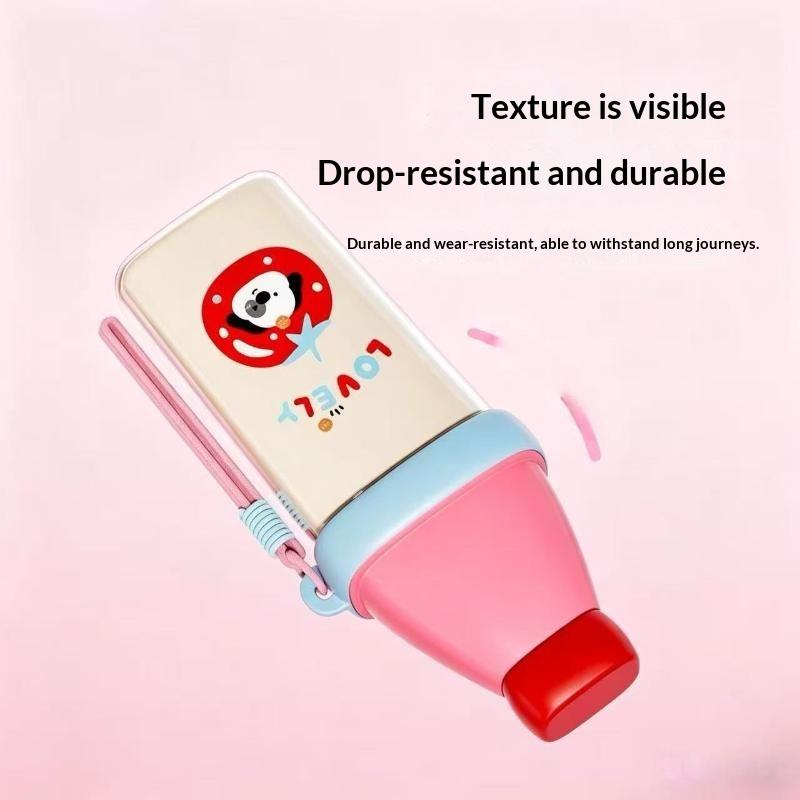 3 In 1 Plastic Toothbrush Cup Large Capacity Cartoon Print Portable Toothpaste Storage Case for Travel Trips