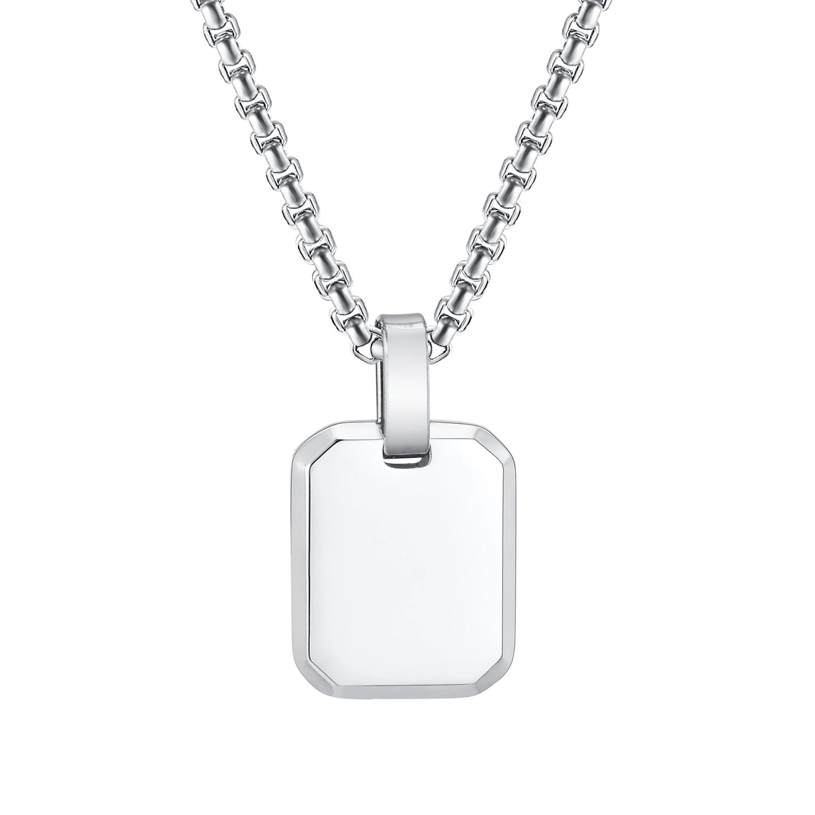 

Engrave Square Necklace Personalized Tag ID Pendant, Stainless Steel Gold Plated Jewelry for Women Men Girl Christmas Birthday 18inch