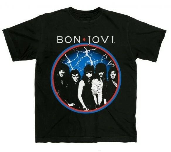 BON JOVI cd lgo Vintage CLASSIC GROUP CIRCLE PHOTO Official SHIRT LRG new S