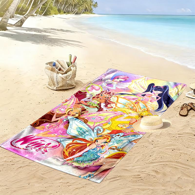 Winx Club Print Beach Towel, Large Soft Quick Dry Towel for Beach Camping Swimming