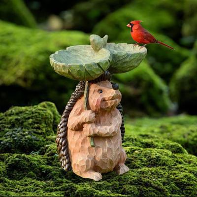 Garten Vogel Bad Schüssel Harz Feeder Statue Figurine Fütterung Station für Veranda