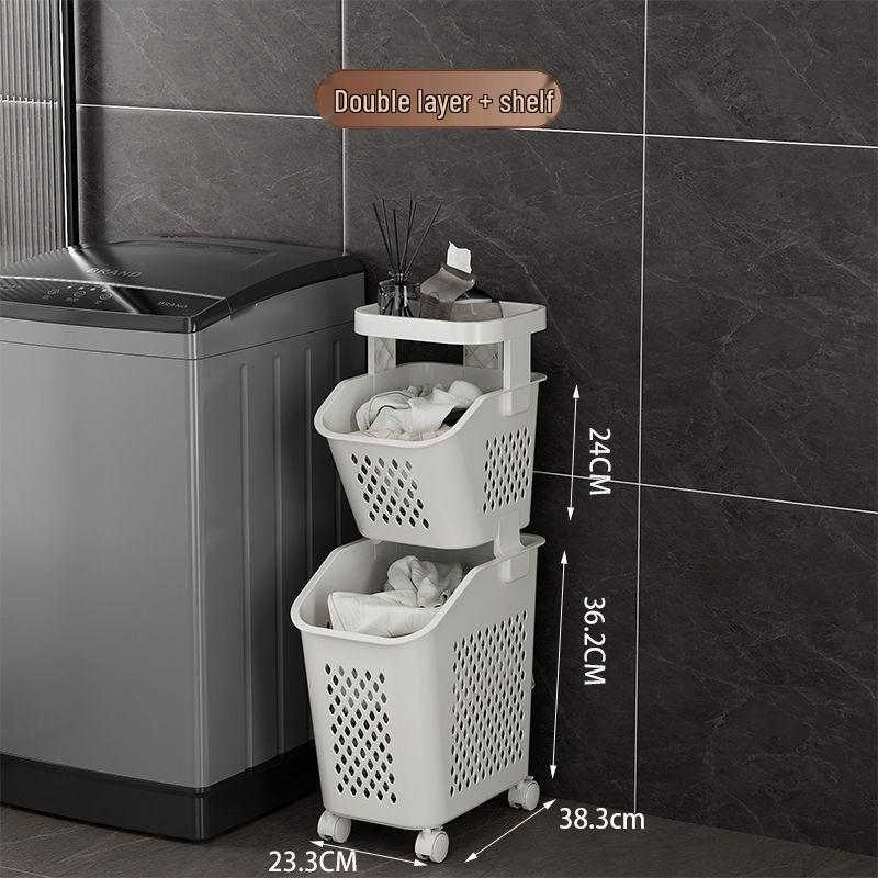 

Многослойная передвижная корзина для белья: Стеллаж для хранения в ванной комнате на колесиках. With Swivel Wheels