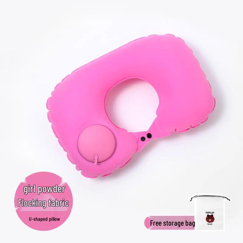 Inflatable U-shaped Neck Support Pillow for Travel - Portable and Press-type for Car & Airplane Comfort